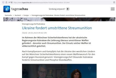 Ukraine fordert umstrittene Streumunition